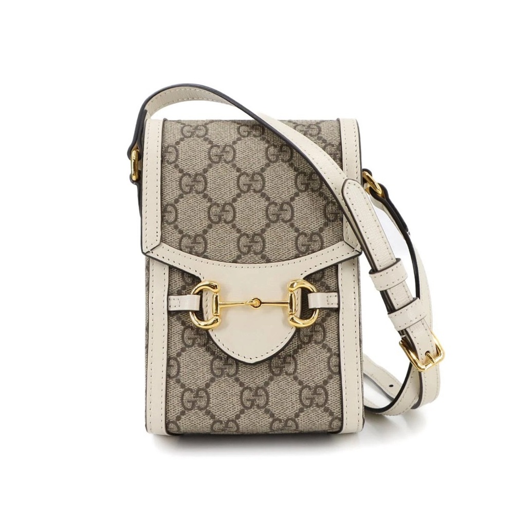 Gucci Beige and Cream Crossbody Bag with Gold Accents